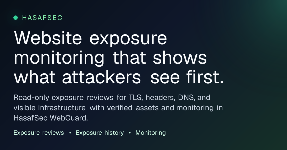 External Exposure Monitoring for Verified Domains | HasafSec WebGuard